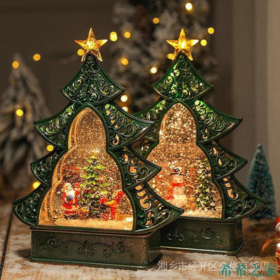 【精選好物】耶誕節裝飾品christmas耶誕樹老人雪花禮物用品產品用音樂盒發光