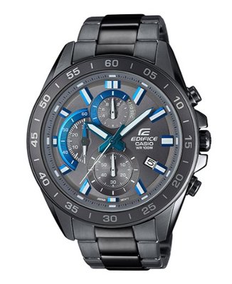 【萬錶行】CASIO EDIFICE 時尚俐落藍色三針三眼賽車概念設計錶 EFV-550GY-8A