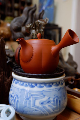 日本名家常滑燒南瓜燈籠橘泥側把 茶壺 急須 寶瓶 泡瓶 蓋碗