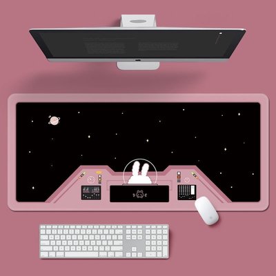 超大太空宇航員兔子鼠標墊創意可愛卡通電腦鍵盤墊學習辦公桌墊女~特價