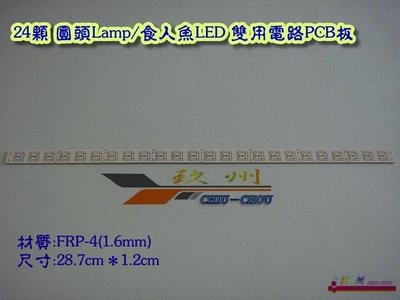《 玖 州 》24顆圓頭 Lamp /食人魚 雙用PCB電路板，適用12V電壓，可改照明裝飾燈~