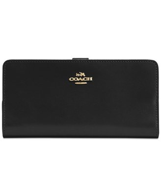 Coco小舖 COACH 58586 Madison Skinny Wallet in Leather 黑色長夾