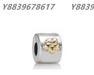 美國代購Pandora 潘朵拉 14k雙色金花固定珠(夾扣) 925純銀 Charms 美國正品代購