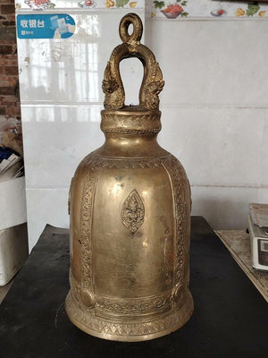 【二手】泰國銅器銅鐘    品相如圖，高度58.5厘米，重23.22 古董 舊貨 老貨 【華夏禦書房】-908