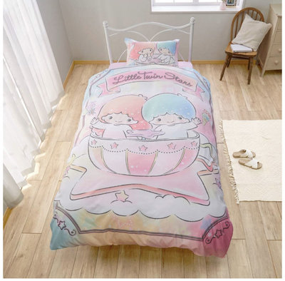 日本代購 sanrio 三麗鷗 美樂蒂 kikilala 雙子星 粉紅 單人床包 三件組 床單 被套 枕頭套