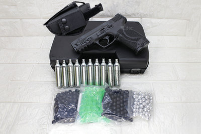 [01] UMAREX M&amp;P9 鎮暴槍 11mm CO2槍 +CO2小鋼瓶 +鎮暴彈 +加重彈 +橡膠彈+鋁彈+槍套