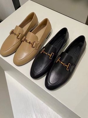 【熱賣精選】西班牙 Massimo dutti秋季新款單鞋平底真皮英倫風女鞋一腳蹬懶人鞋