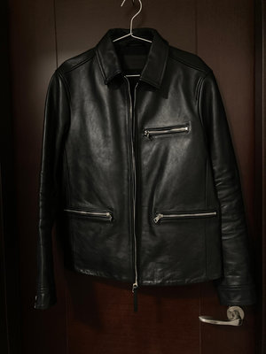 二手美品 ALLSAINTS Clay Leather JACKET 搖滾龐克 經典直拉鍊翻領牛皮皮衣 $12,800（免運）