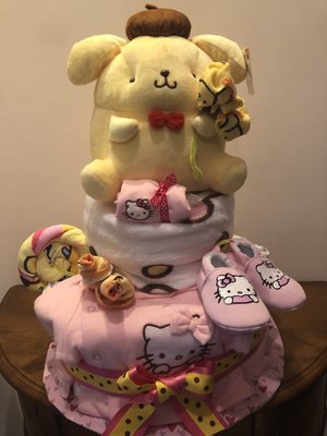 客制化 尿布蛋糕 彌月禮 滿月禮 生日禮物 布丁狗 尿布塔 kitty 尿布蛋糕 熊大兔兔 迪士尼 蛋黃哥米奇米妮