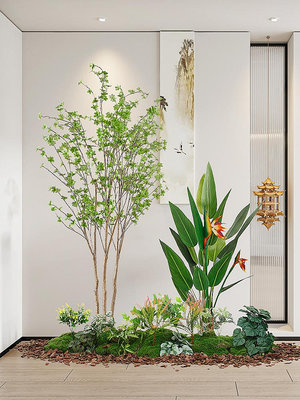 室內樓梯下造景空間轉角仿真綠植盆栽假樹櫥窗景觀植物場景裝飾樹~優樂美
