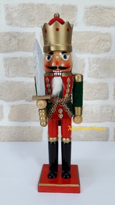 點點蘑菇屋 歐洲童話手工木製胡桃鉗娃娃(七) 37公分 公仔 木偶 國王 士兵 衛兵 15吋 現貨