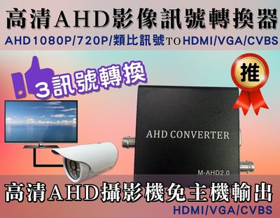 高清AHD影像訊號轉換器 訊號轉換器 轉換器 影像轉換 支援 AHD1080P 720P HDMI VGA CVBS