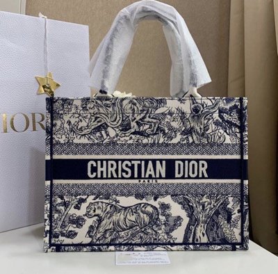 【翰貝格名牌館】全新真品 新款 Dior 海軍藍 Book small Tote 浮世繪動物 刺繡 托特 購物包