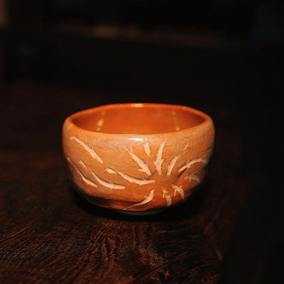 日本回流樂燒抹茶碗樂入款粗陶手工茶道具茶器日式茶碗古美術