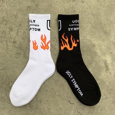 ☆LimeLight☆ UGLY SYMPTOM TINY FLAME SOCKS 火焰襪 襪子 黑色 & 白色