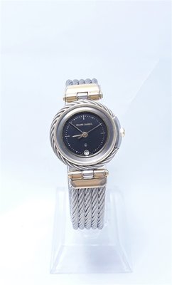 PHILIPPE CHARRIOL 夏利豪,黑色面盤經典鋼索錶帶 石英女錶,附精美錶盒