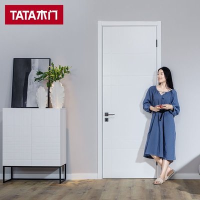 現貨 TATA木門 簡約臥室門 家用室內門房門套裝門房間油漆門AC020-J-特價