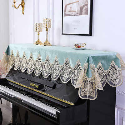 新款現代簡約鋼琴罩半罩中式蕾絲電鋼琴巾歐式防塵金絲絨鋼琴蓋布