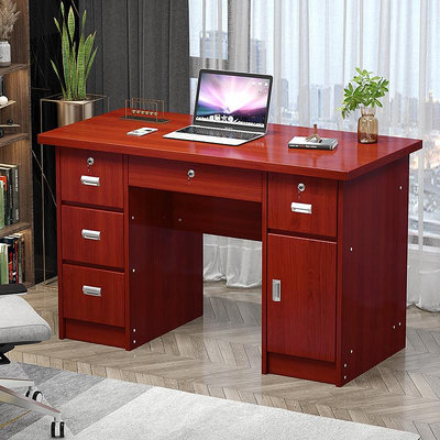 臺式電腦桌家用單人寫字臺簡約辦公桌12m帶抽屜鎖經濟型書桌 自行安裝