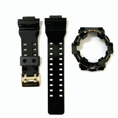【錶帶耗材】CASIO 卡西歐 G-SHOCK GA-710GB-1A 原廠錶帶 / 原廠錶殼 黑色亮面 金色扣環