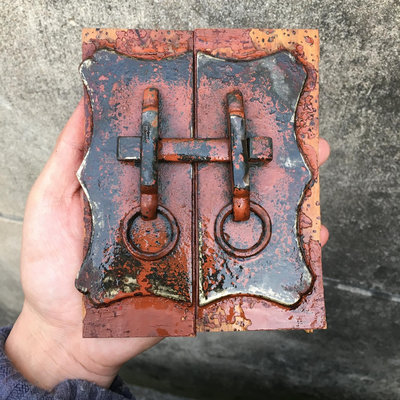 清代老木箱上的銅開關一副明代民國老銅器 銅件長13cm寬