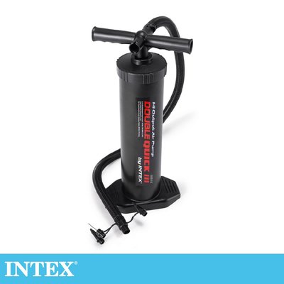 小江的店---【INTEX】雙向手壓打氣筒(附4個氣嘴帶球針)-高48cm 15220050(68615)