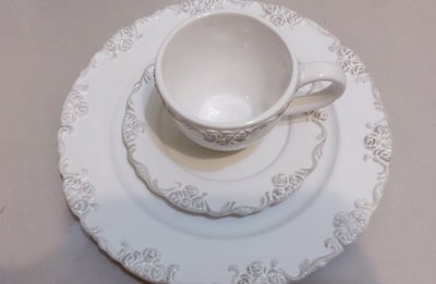 君品酒店古典陶瓷下午茶杯盤組 咖啡杯盤 花茶杯 點心盤 雙人組合 咖啡花茶2杯2盤＋點心盤20cm2盤 共六件組原價6980 優惠甜甜價