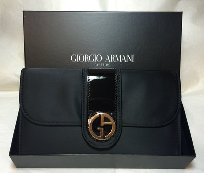 Giorgio Armani 黑色絲綢晚宴包/手拿包 ~ 全新附盒,高市可面交