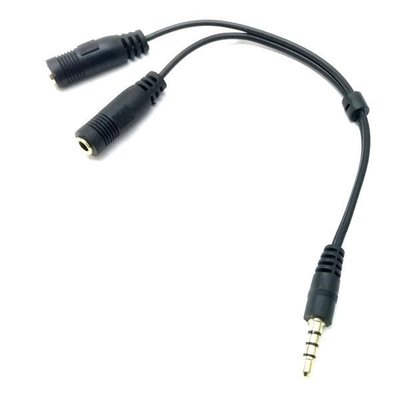 筆電耳麥轉接線 筆電或手機3.5mm四節耳機插座 轉成電腦耳機3.5mm插座及麥克風的3.5mm插座