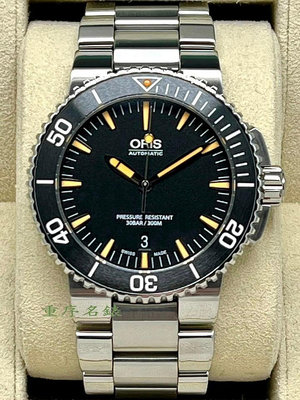 重序名錶 ORIS 豪利時 Aquis 時間之海 黑色陶瓷圈 43mm 自動上鍊潛水腕錶 台灣公司貨