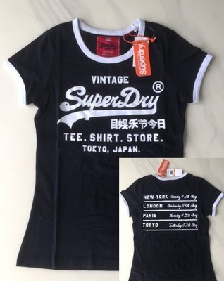 Superdry 極度乾燥 現貨 短袖 t恤 前後logo 藍色 女生