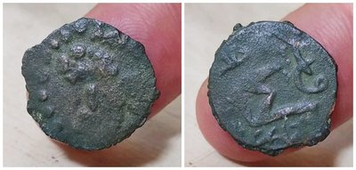 古玩錢幣收藏（可議價）大唐西域-粟特石國獅子銅幣-A10c