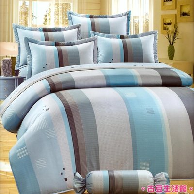 100%純棉_ 特大鋪棉床罩兩用被全套六件組。台灣製。6x7尺。6908