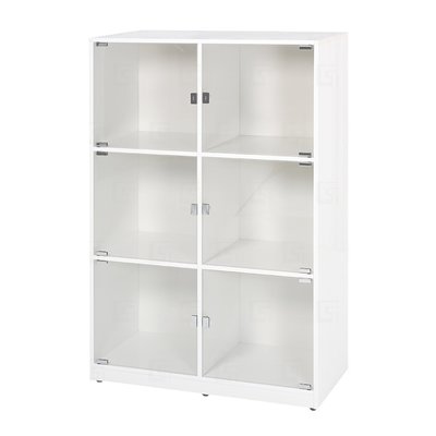 【在地人傢俱】20 環保塑鋼系列-白色透明壓克力門2.8尺六格/6格展示櫃/書櫃/置物櫃/收納櫃 GT190-08