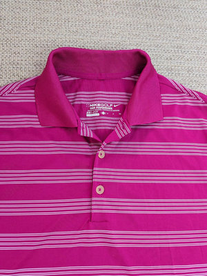 Nike golf 桃紅色條紋短袖運動Polo衫 高爾夫球Polo衫 M號