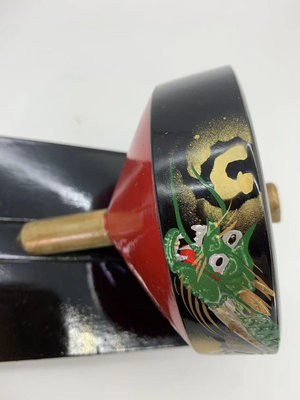 日本木陀螺玩具手繪龍紋擺件民俗手工藝