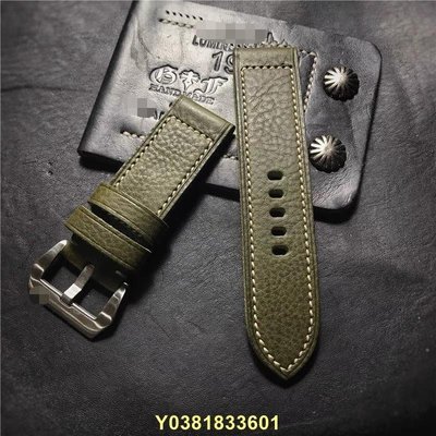 GF手工錶帶 橄欖綠色軟牛皮 手工牛皮定制錶帶適用于沛納海PAM382~特價