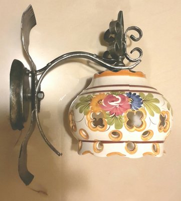 【波賽頓-歐洲古董拍賣】歐洲/西洋古董 意大利手工彩繪壁燈/燭台 (E27)