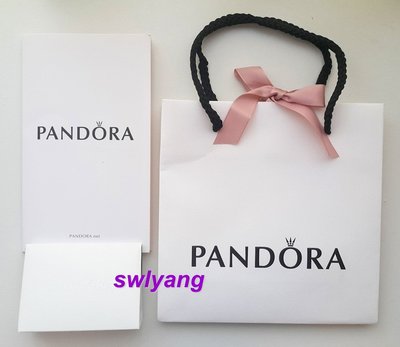 潘朵拉 PANDORA 包裝紙袋 名牌精品紙袋 白色 手提袋 緞帶 保卡 紙盒 使用保養說明書 戒指 耳環 項鍊