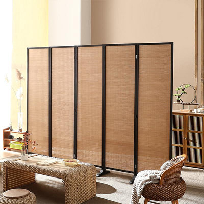中式竹子屏風隔斷客廳折疊移動木擋板臥室遮擋現代簡約辦公室家用