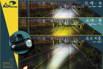 【普龍貢-實體店面】(遠近燈切換) 雙色溫 ADI LED 外掛式 迷你 魚眼 霧燈 大燈輔助燈 台灣製造 光型集中