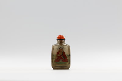 佛陀 壬戌（1922年）葉仲三作茶晶內畫鼻煙壺《壬戌桃月葉仲三作》款