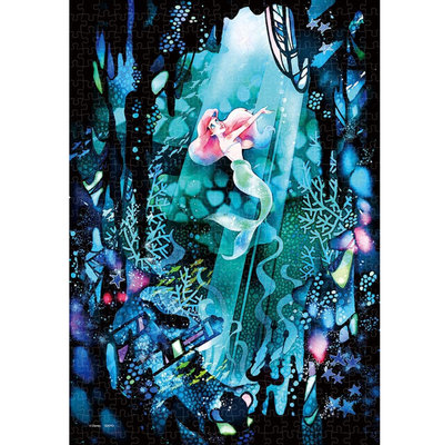迪士尼 彩繪玻璃藝術 小美人魚 (Tenyo, 500片, DSG-500-624, 透明塑膠拼圖, 日本拼圖)