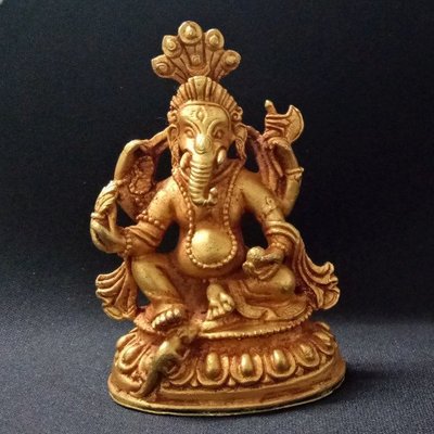 【天馬行銷】象鼻神 尼泊爾製純銅鎏金佛像