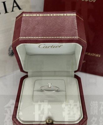 Cartier 卡地亞 GIA 0.31ct G/VVS1/3EX H&A 鉑金戒指 49號 n0959