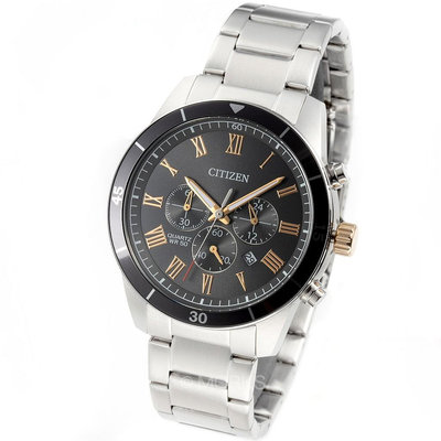 現貨 CITIZEN AN8168-51H 星辰錶 手錶 44mm 三眼計時 深灰色面盤 鋼錶帶 男錶女錶 男錶女錶