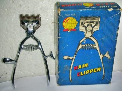 aaL皮.已稍有年代早期附盒裝手動剪髮器!!--保存良好還可動值得收藏!/黑箱60/-P