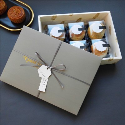 Amy烘焙網:5盒5袋/時尚灰天使羽翼燙金6粒蛋黃酥禮盒/禮品盒/送禮包裝盒/烘焙包裝