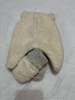 （全新）ROOTS兒童鋪棉毛帽+手套（12-18m米白色）
