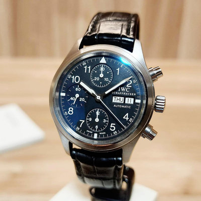 【個人藏錶】IWC 萬國錶 IW370607 飛行員計時系列 黑色面盤 39mm 全套 美錶 台南二手錶